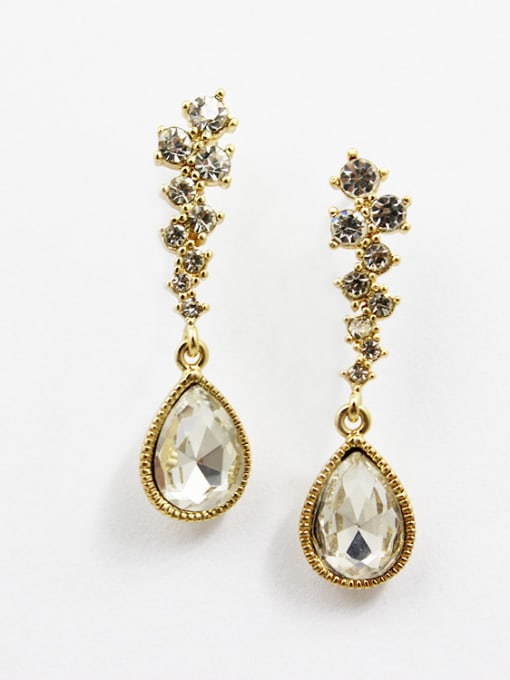 Lang Tony Women High-grade Water Drop Shaped Rhinestone Earrings 1