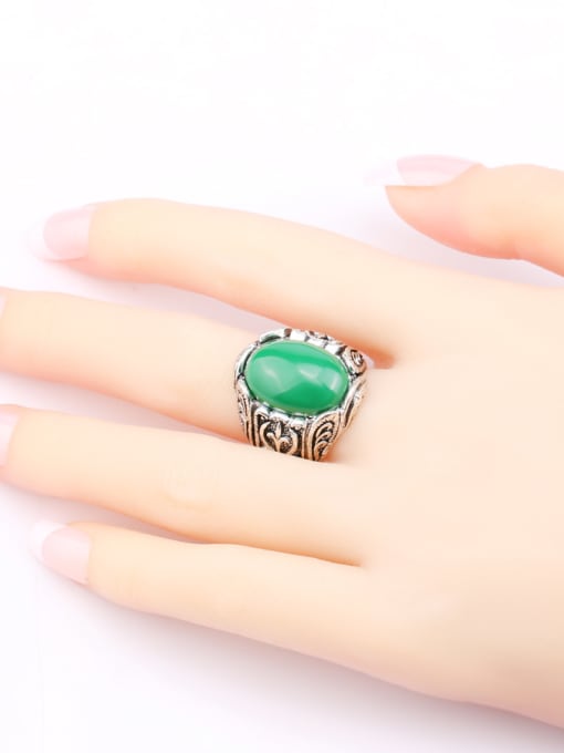 Gujin Retro Oval Resin stone Alloy Ring 1