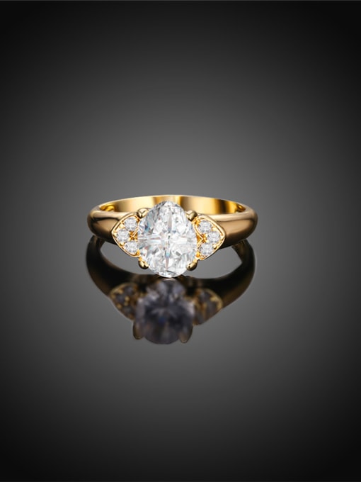 Ronaldo Women Gold Plated Flower Shaped Zircon Ring 2