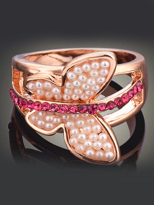 Wei Jia Personalized Exaggerated Imitation Pearls-accented Butterfly Alloy Ring 2