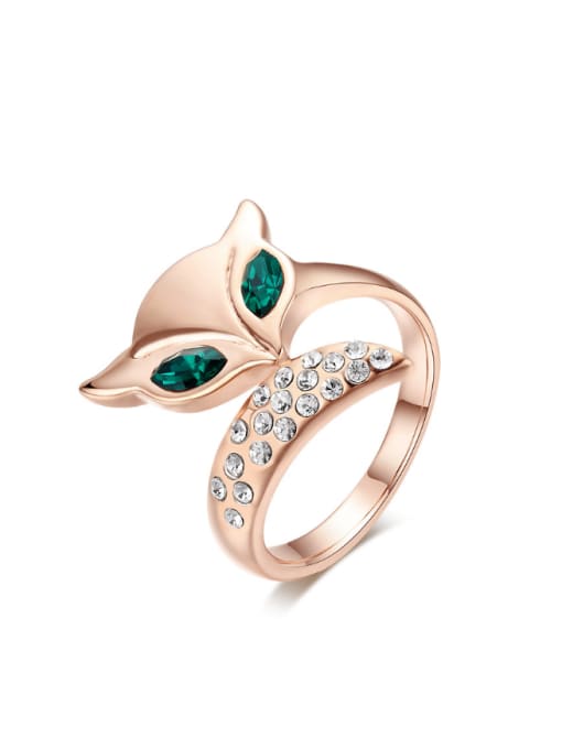 ZK Little Lovely Fox Shaped Opening Ring with Zircons 0
