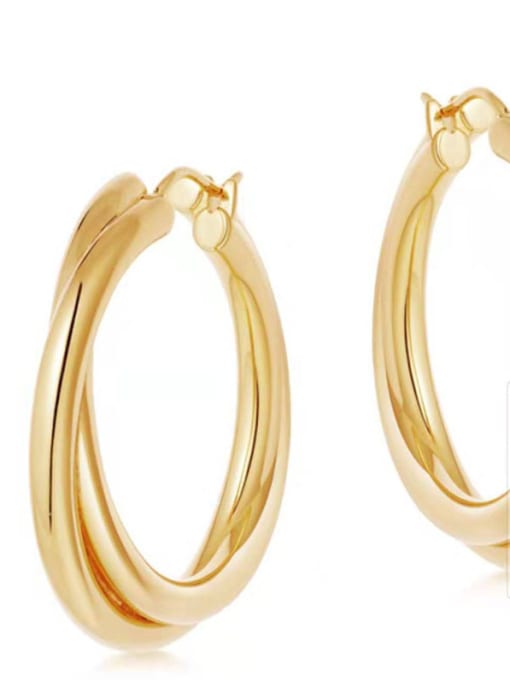 GROSE Titanium With Gold Plated Simplistic Smooth Hollow Round Hoop Earrings 3