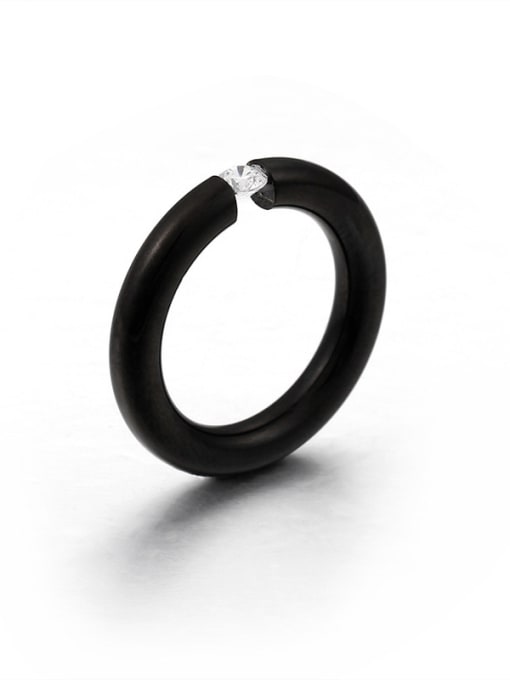 3mm black Stainless Steel With Cubic Zirconia Trendy Band Rings