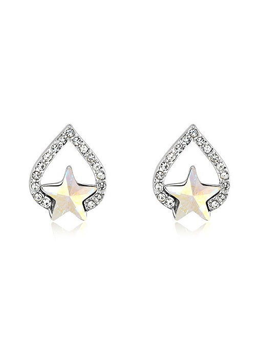 QIANZI Fashion Star austrian Crystals Water Drop Alloy Stud Earrings