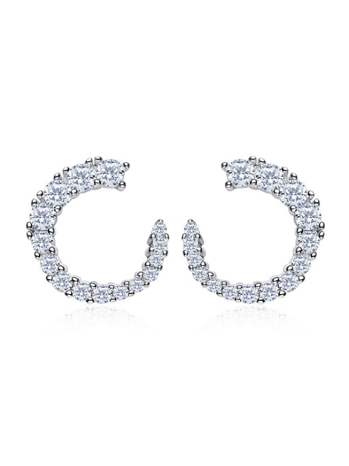CEIDAI Simple U shaped Cubic Zirconias 925 Silver Stud Earrings 0