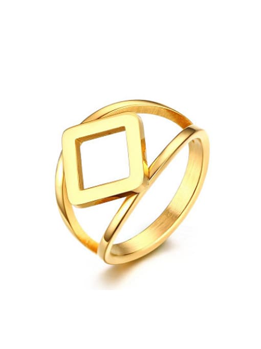 CONG Trendy Gold Plated Geometric Shaped Titanium Ring 0