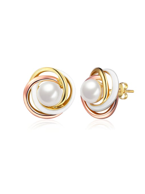 Ronaldo Luxury Multi-color Gold Plated Artificial Pearl Earrings 0