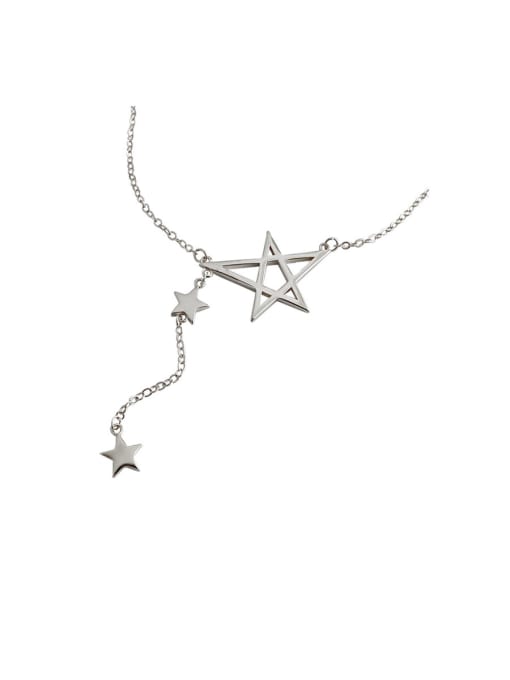 DAKA 925 Sterling Silver With Smooth Simplistic Pentagram Necklaces