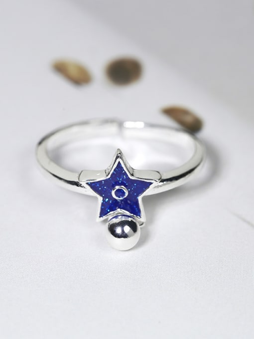 Peng Yuan Personalized Purple Star Little Bell 925 Silver Opening Ring 0