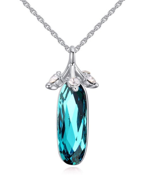 QIANZI Simple Shiny austrian Crystal Platinum Plated Necklace 2