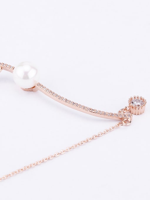 OUXI 18K Rose Gold AAA Zircon Pearl Necklace 1