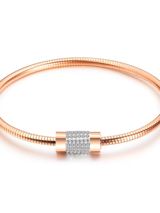 926 - Rose Gold Stainless Steel With Rose Gold Plated Simplistic Magnetic ring buckle Geometric Bangles