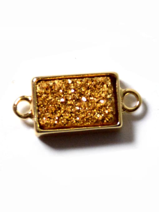 Gold Rectangular Shiny Agate Stone Pendant