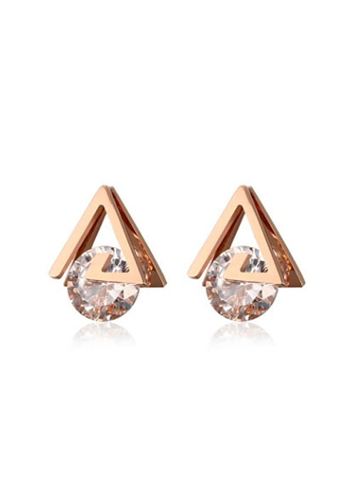 CONG Trendy Rose Gold Plated Triangle Shaped Zircon Stud Earrings 0