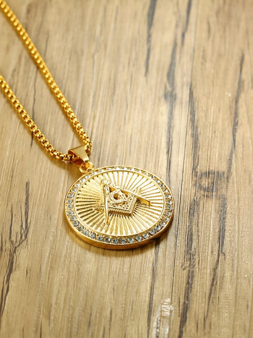 CONG Delicate Gold Plated Round Shaped Zircon Pendant 1
