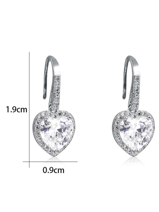 Mo Hai Copper With  Cubic Zirconia Simplistic Heart Hook Earrings 2