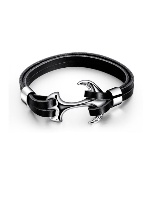 1343-black Stainless Steel With Platinum Plated Simplistic Fringe Bracelets