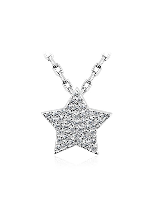 White 925 Sterling Silver Star Shaped Zircon Necklace