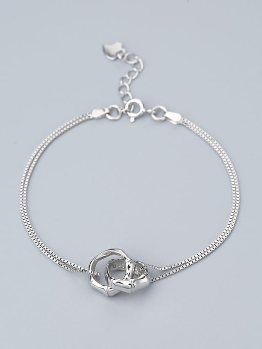 One Silver Adjustable Length 925 Silver Ring Shaped Bracelet
