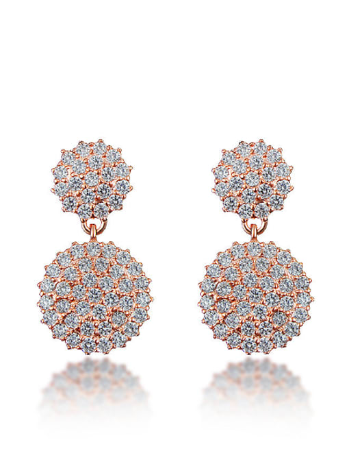 Rose Gold Fashion Shiny Cubic Zirconias-covered 925 Sterling Silver Stud Earrings