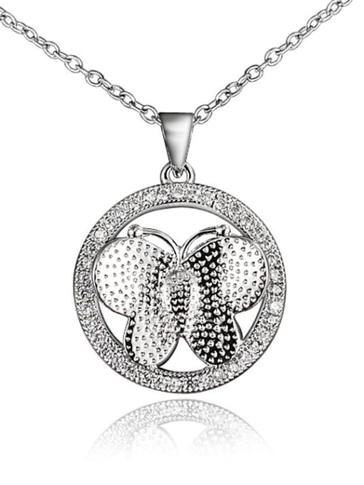 White Gold Women Personality 18K Gold Plated Butterfly Shaped Zircon Necklace