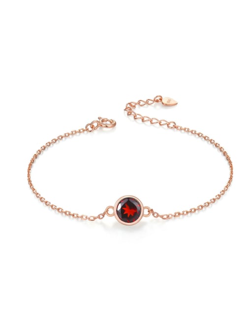 Garnet Small Round Red Garnet Women Simple Bracelet