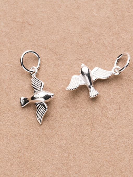 FAN 925 Sterling Silver With Platinum Plated Cute bird pigeon Charms 1