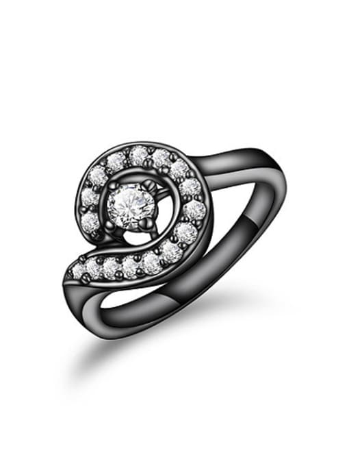 SANTIAGO Black Gun Plated Geometric Shaped Zircon Ring 0