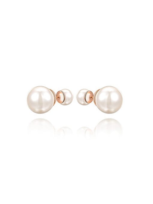 Rose Gold Temperament Rose Gold Plated Artificial Pearl Earrings