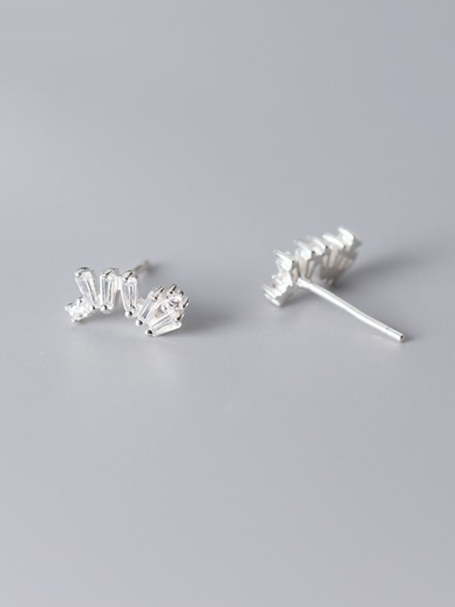 Rosh 925 Sterling Silver With Platinum Plated Simplistic Irregular Stud Earrings