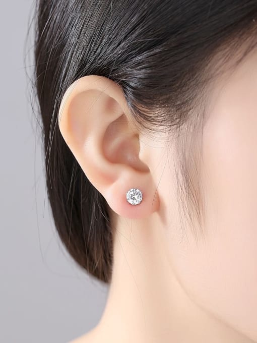 BLING SU Copper inlaid AAA zircon 5mm 6mm simple classic studs earring 1