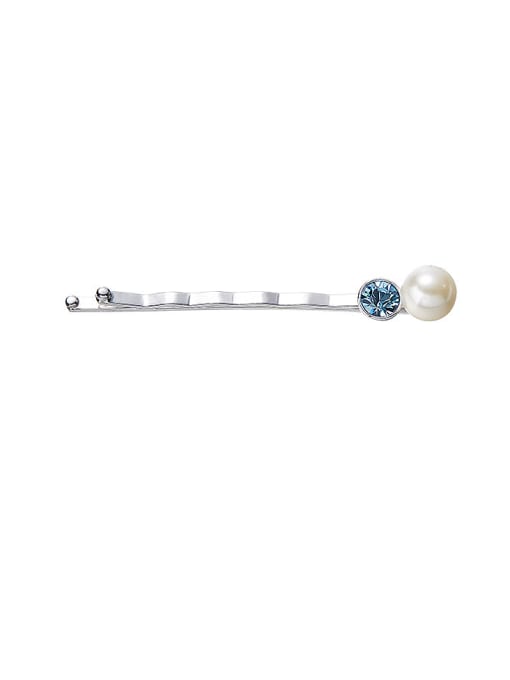 Blue Simple Pearl Crystal Hairpin