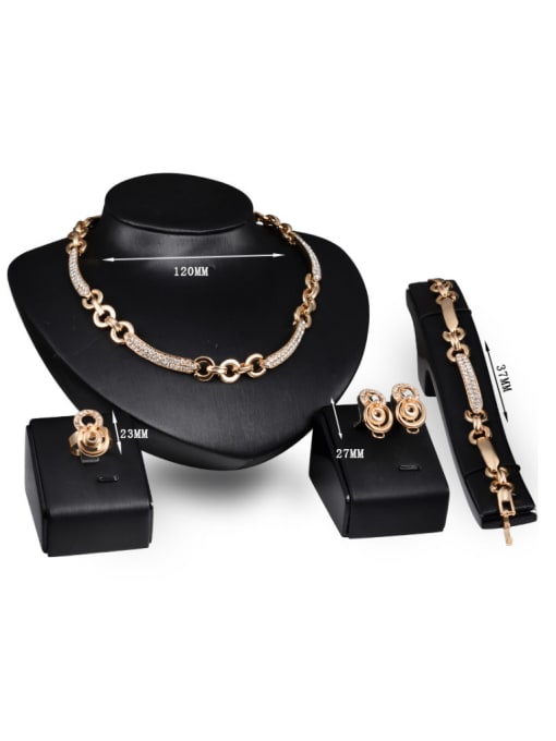 BESTIE Alloy Imitation-gold Plated Fashion Rhinestones Hollow Circles Four Pieces Jewelry Set 2