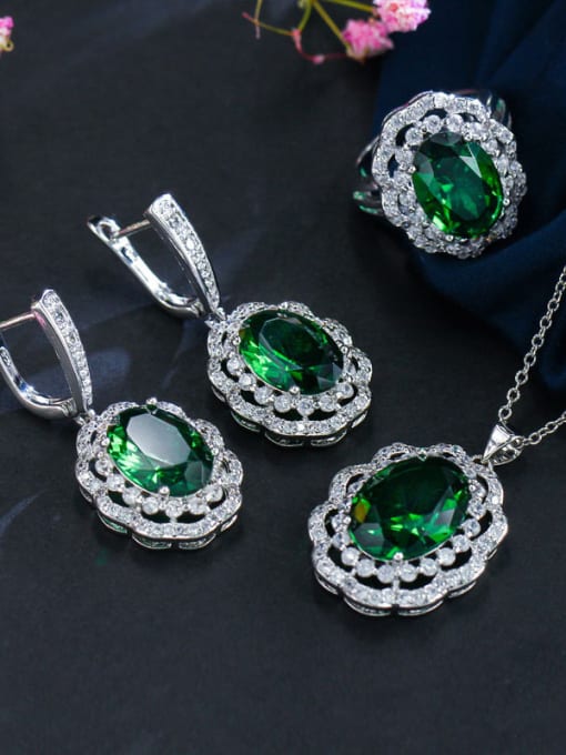 L.WIN Copper inlaid AAA Zircon Earrings Necklace 3 piece jewelry set 2