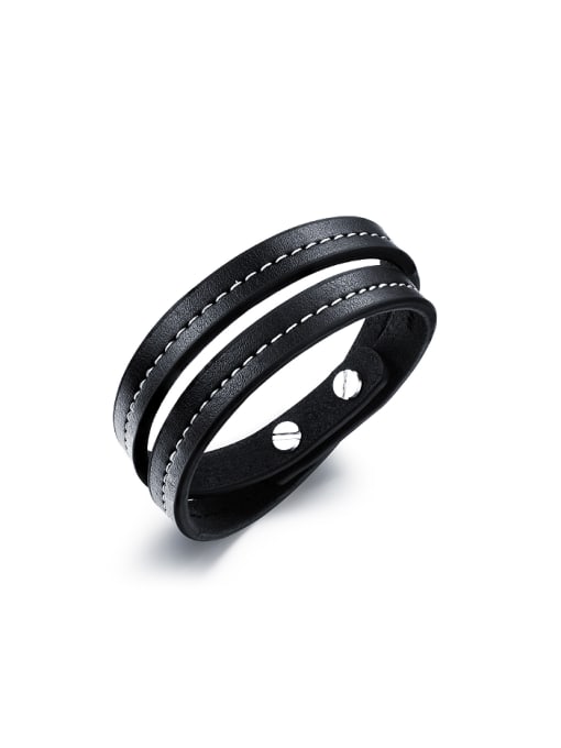 Open Sky Simple Two-band Artificial Leather Bracelet