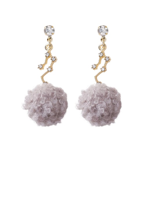 Girlhood Alloy With Gold Plated Fashion Plush ball Star Drop Earrings 0