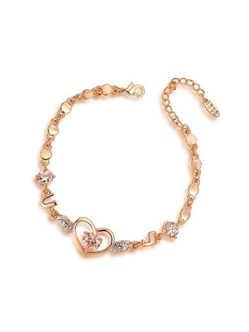 Rose Gold Adjustable Length Heart Shaped Austria Crystal Bracelet