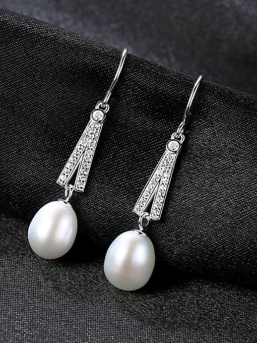 White Sterling silver natural freshwater pearls micro-set 3A zircon earrings