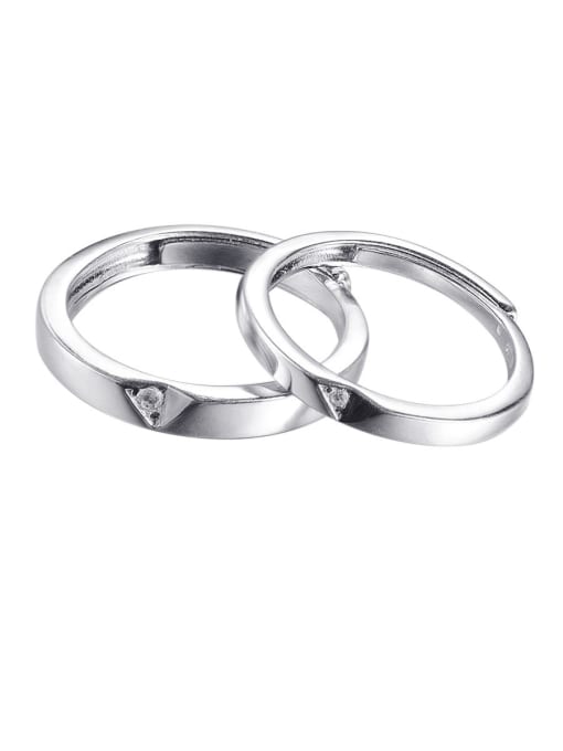 Dan 925 Sterling Silver With Cubic Zirconia Simplistic Loves  Free Size Rings 2