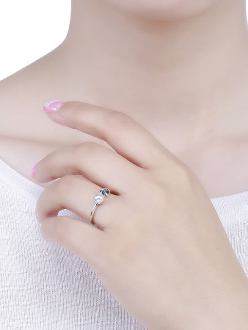 One Silver Fashion Thai Silver Pearl Ring 1