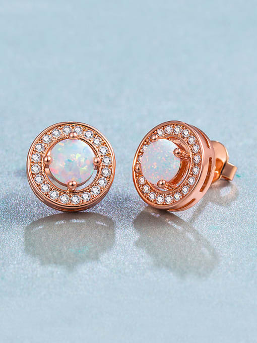 UNIENO 2018 Rose Gold Plated Round stud Earring 0