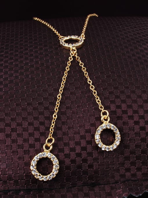 SANTIAGO Exquisite 18K Gold Plated Round Shaped Zircon Necklace 1
