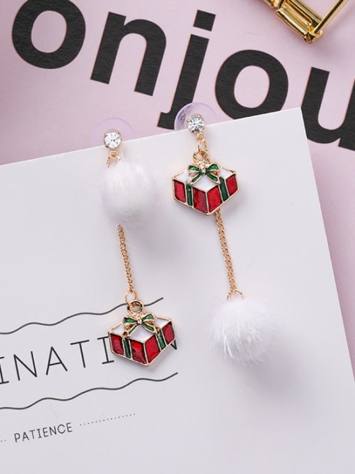 Z6306C Hair Ball Gift Alloy With Gold Plated Cute chrismas Drop Earrings