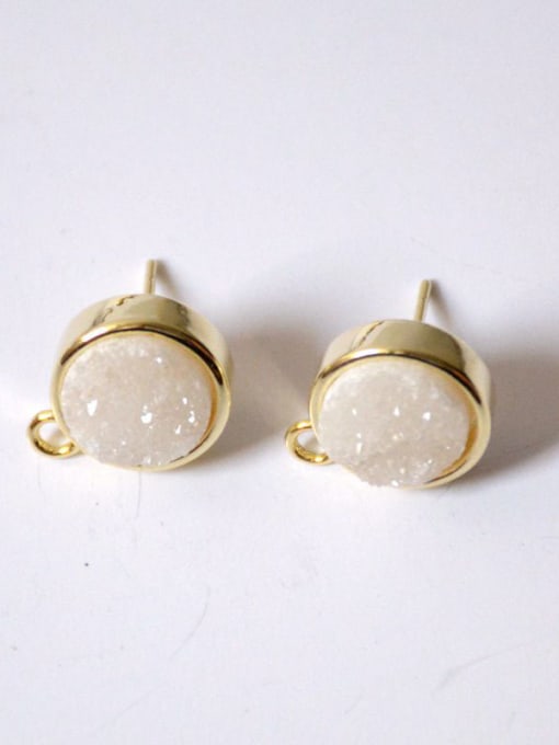 White Simple Natural Crystal Round Stud Earrings