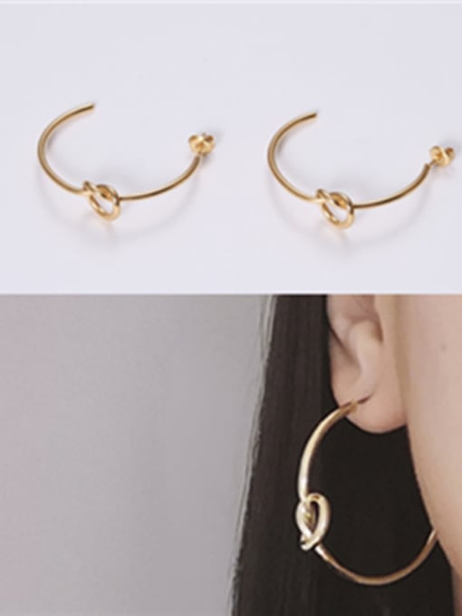 GROSE Titanium With Gold Plated Simplistic Round Hoop Earrings 1