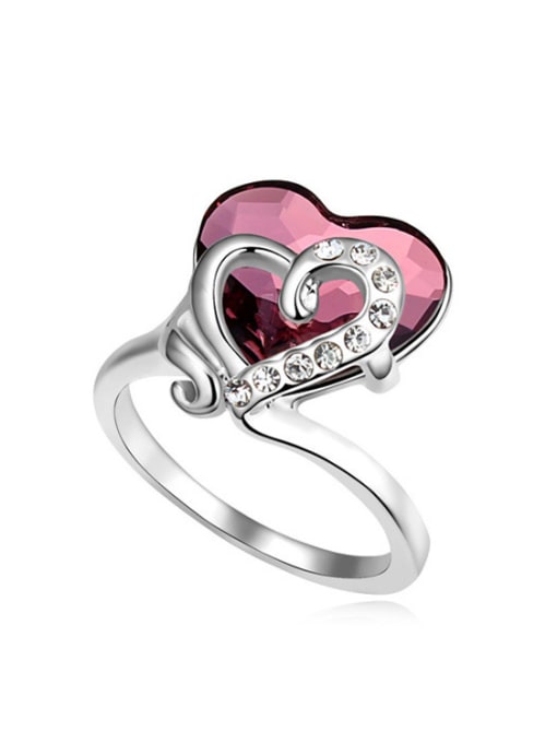 purple Fashion Heart Swaroski Crystal Alloy Ring