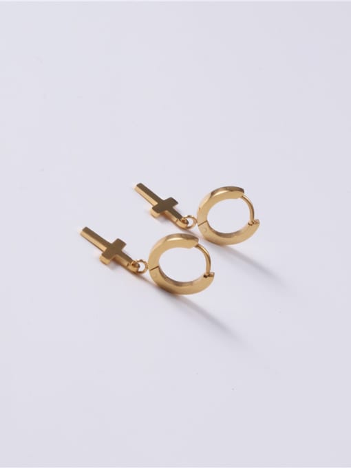 GROSE Titanium With Gold Plated Simplistic Cross Clip On Earrings 2