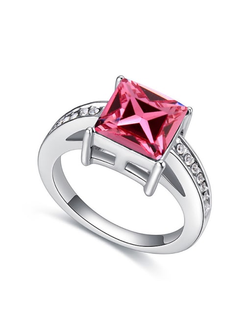 pink Simple Square austrian Crystal Alloy Ring