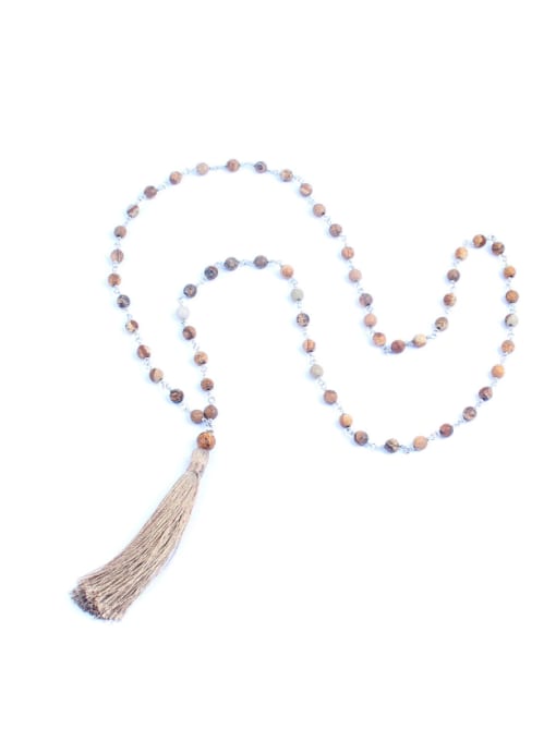 HN1790-H Color Agate Beads Tassel Long Necklace