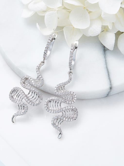 CEIDAI Fashion Water Wave  Cubic Zirconias 925 Silver Earrings 2